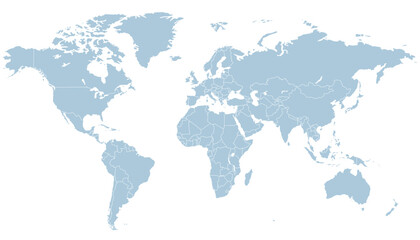 World map. Grey modern vector map. Silhouette map