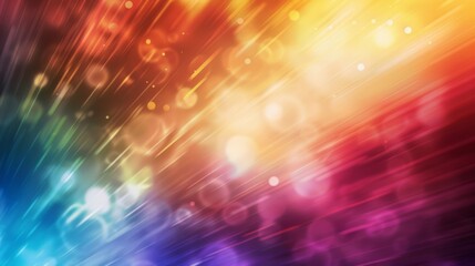 A vibrant abstract background featuring colorful light trails and a bokeh effect in a dynamic composition.