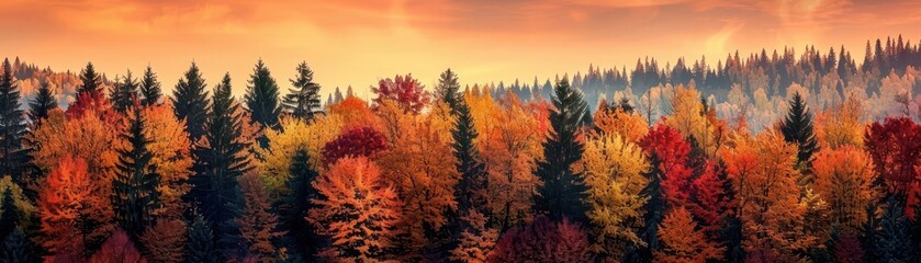 Autumnal forest A vibrant autumn forest ablaze with colors of orange, red, and yellow foliage