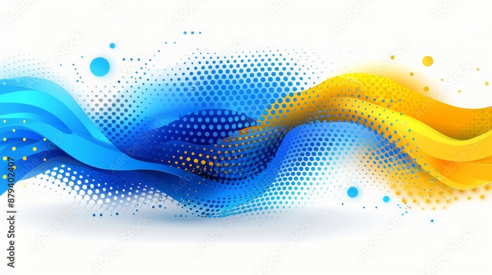 Poster colorful gradient fluid flow smoke in mesh color with glowing dots, abstract background with the col
