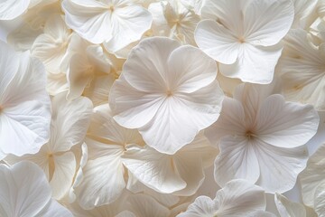 Fototapeta premium Close up of beautiful white flower petals on a white background