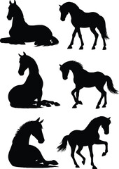 Horse silhouette Vector Illustration Of A Cute Horse set Silhouette
