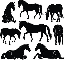 Horse silhouette Vector Illustration Of A Cute Horse set Silhouette
