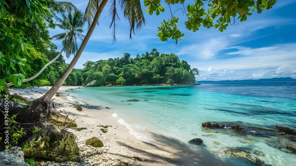 Wall mural the sea with clear blue water and white picture