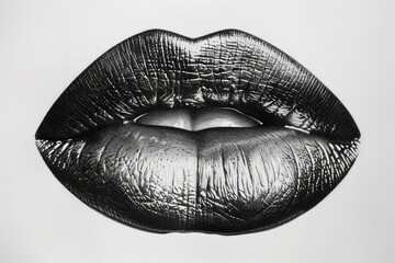 Lips Tracing. Beauty of Human Lips Enhanced by Makeup and Lipstick