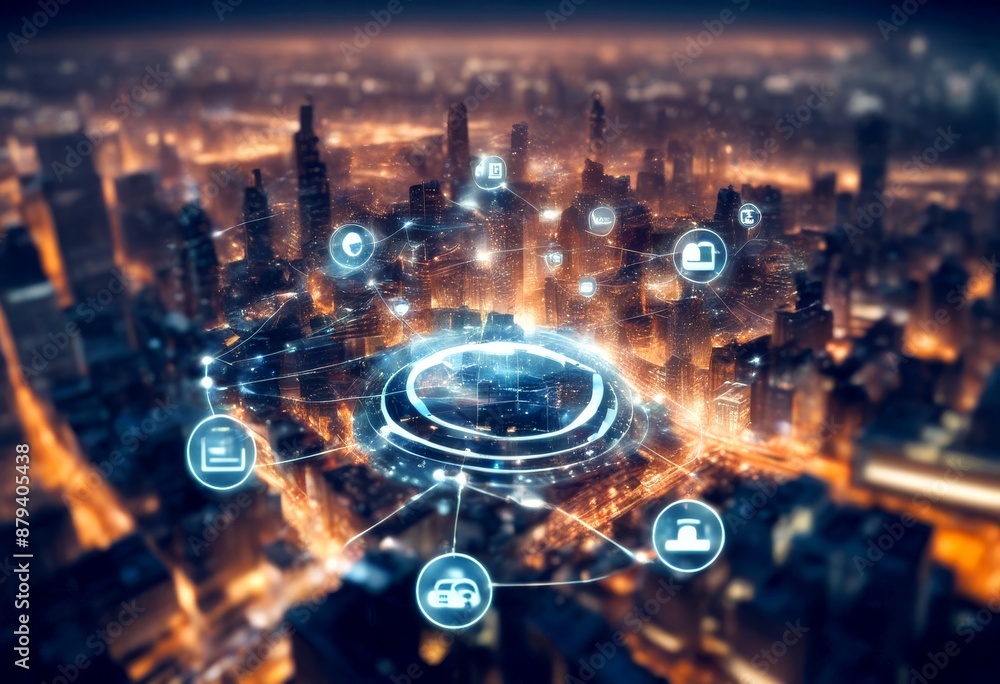 Aufkleber wifi wireless city visual scape connection things smart concept abstract image communication network