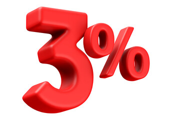 3 Percent Off Sale Red Number 3D