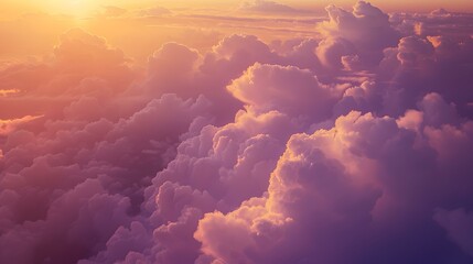 Clouds colored in golden and purple tones picture