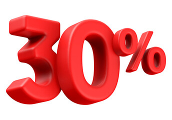30 Percent Off Sale Red Number 3D