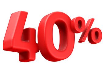 40 Percent Off Sale Red Number 3D