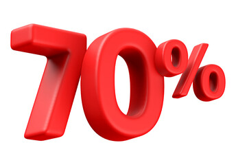 70 Percent Off Sale Red Number 3D