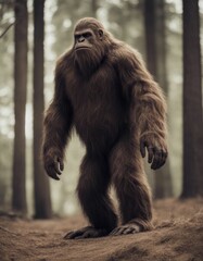 wood mysterious sepia old 19th photograph creature 19thcentury fullbody folklore vintage legend bigfoot