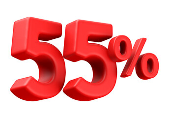 55 Percent Off Sale Red Number 3D