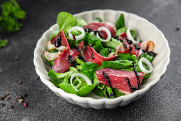 duck breast salad smoked duck meat magret natural fresh appetizer meal food snack on the table copy space food background