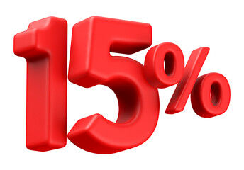 15 Percent Off Sale Red Number 3D