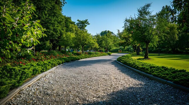A pedestrian path lined with fine gravel image