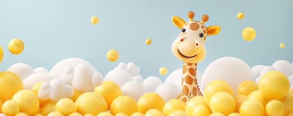 Fototapeta premium cartoon giraffe 3d with balls.