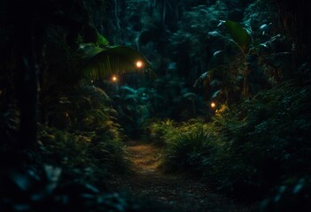 shiny illustration natural shine star fantasy environment effect spotlight bright design glowing moss rainforest decor nature dark blue galaxy background growth sky glow plant landscape lamps botany n