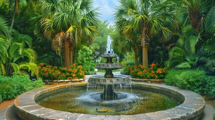 A popular arboretum with exotic palm trees growing image