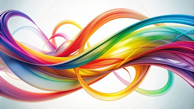 Vibrant illustration of abstract forms and curves intertwined with elegant swoops in a mesmerizing, eye-catching, uniquely accessible white background.