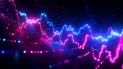 background digital wave, bars of chart colorful for trading