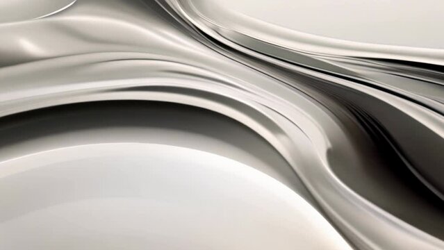 Silver metal fluid, glossy flowing chrome mirror water effect liquid abstract video background	
