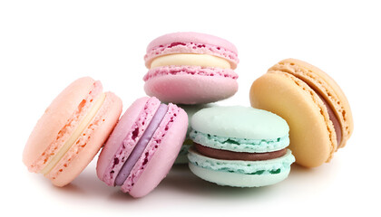 colorful macaroons isolated on white background