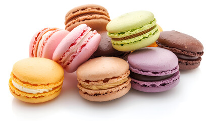 colorful macaroons isolated on white background