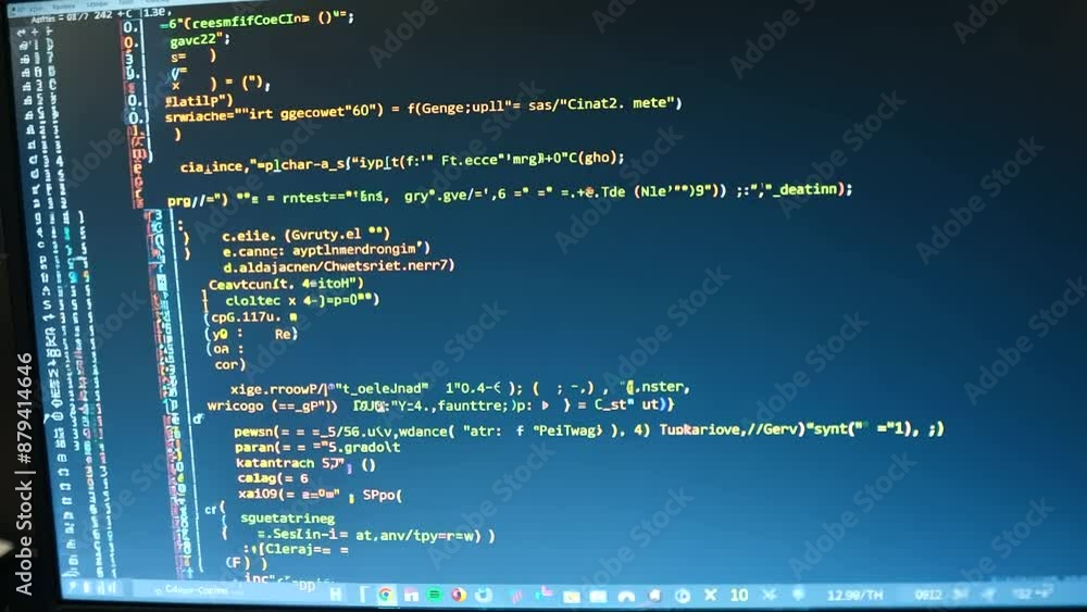 Poster close-up of computer monitor displaying lines of code in a programming environment.