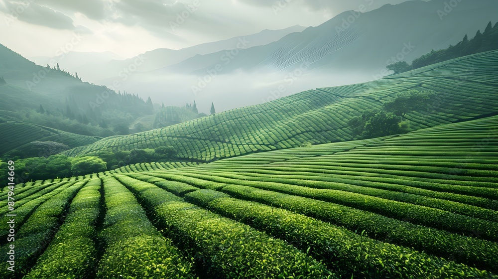 Canvas Prints fields of green tea stretching into the distance