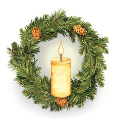 candles in a Christmas wreath.