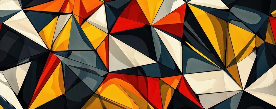 A bold geometric pattern with sharp angles and contrasting colors, evoking a sense of energy and dynamism
