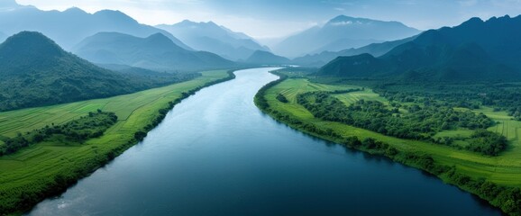 Fototapeta premium Panoramic shot of the Nam Phong National Park