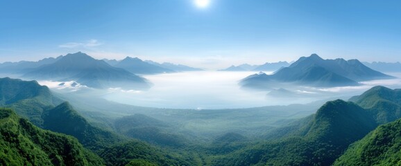 Fototapeta premium Panoramic shot of the Nam Phong National Park