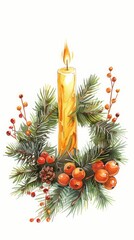 candles in a Christmas wreath.