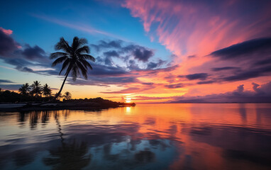 sunset on the beach in Fiji