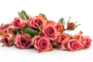 Fototapeta premium Pink roses bouquet isolated on white background