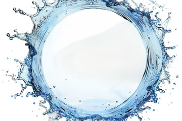 Fototapeta premium Blue water half circle splash, isolated on blank background cutout.
