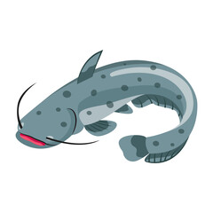 A flat style icon of wels catfish 

