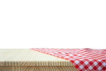 Fabric cloth or placemat on wood table top.transparent mock up