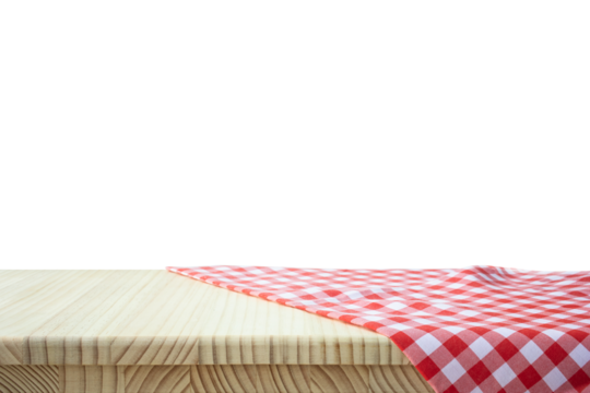 Fabric cloth or placemat on wood table top.transparent mock up