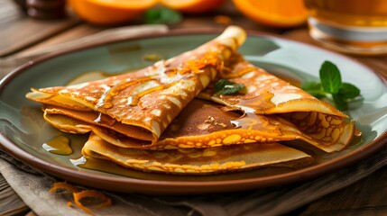 Crepes suzette are thin pancakes prepared picture