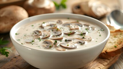 Mushroom soup is creamy and flavorful picture