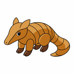 Anteater in nature. Cute kawaii mammal with long nose, trunk. Modern illustration isolated on white background.