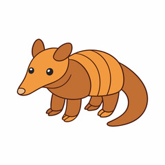 Anteater in nature. Cute kawaii mammal with long nose, trunk. Modern illustration isolated on white background.