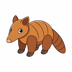 Anteater in nature. Cute kawaii mammal with long nose, trunk. Modern illustration isolated on white background.