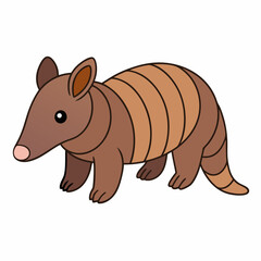 Anteater in nature. Cute kawaii mammal with long nose, trunk. Modern illustration isolated on white background.