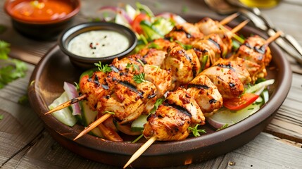Fototapeta premium Chicken kebab juicy pieces of chicken marinated image