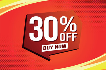 30% thirty percent off buy now poster banner graphic design icon logo sign symbol social media website coupon

