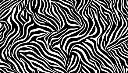 Wavy and swirled brush strokes vector seamless pattern. Bold curved lines and squiggles ornament. Seamless horizontal banner with doodle bold lines. Black and white wallpaper